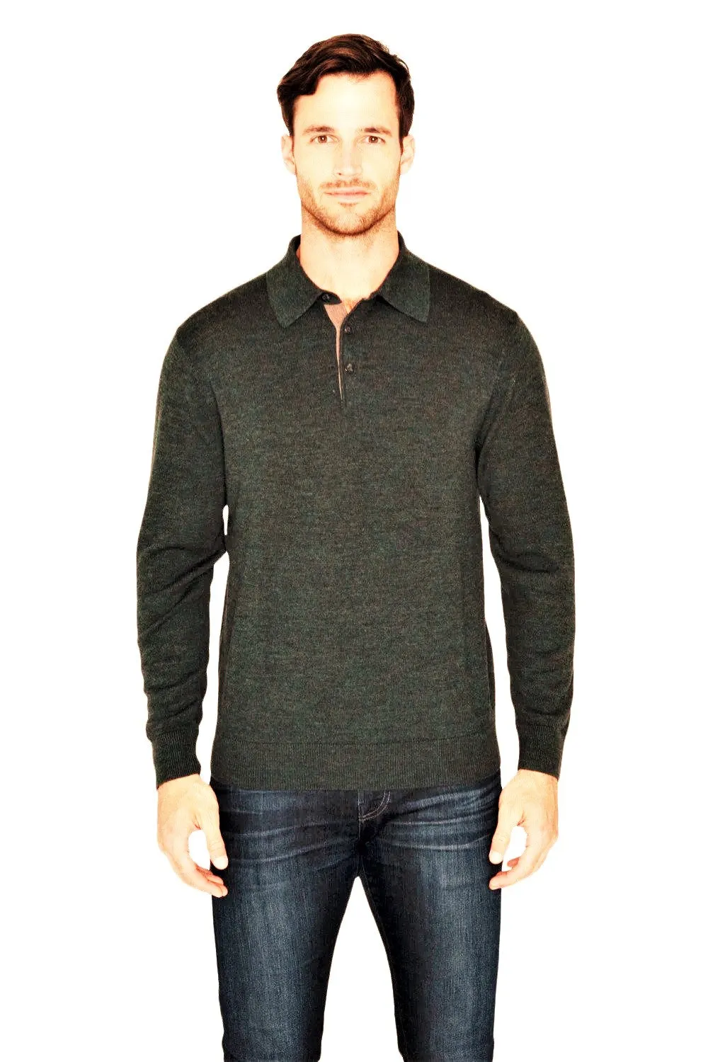 100% Extra Fine Merino Wool "3 Button Polo"