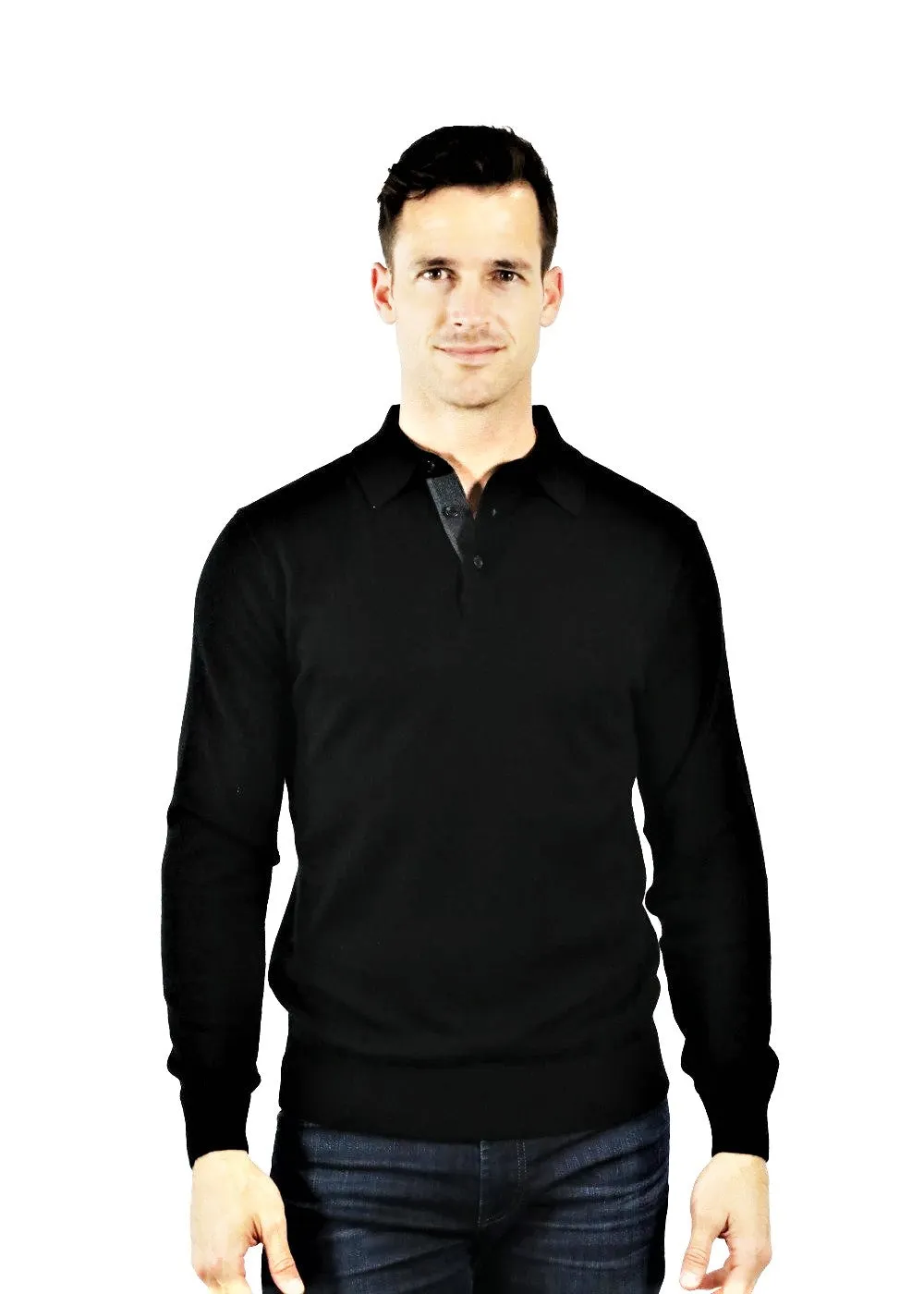 100% Extra Fine Merino Wool "3 Button Polo"