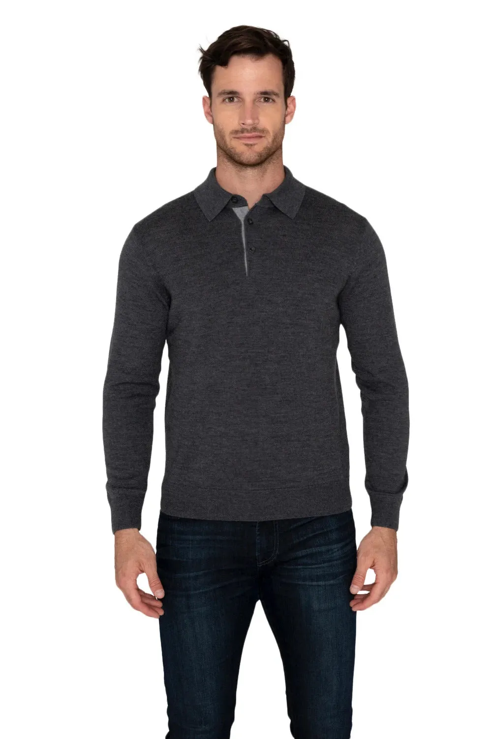 100% Extra Fine Merino Wool "3 Button Polo"