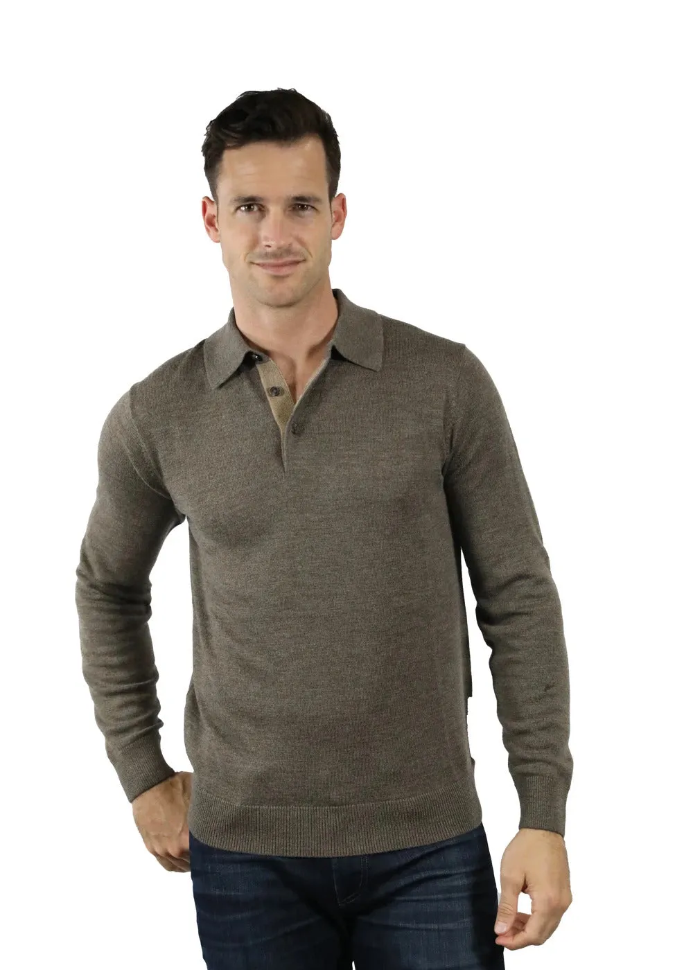 100% Extra Fine Merino Wool "3 Button Polo"