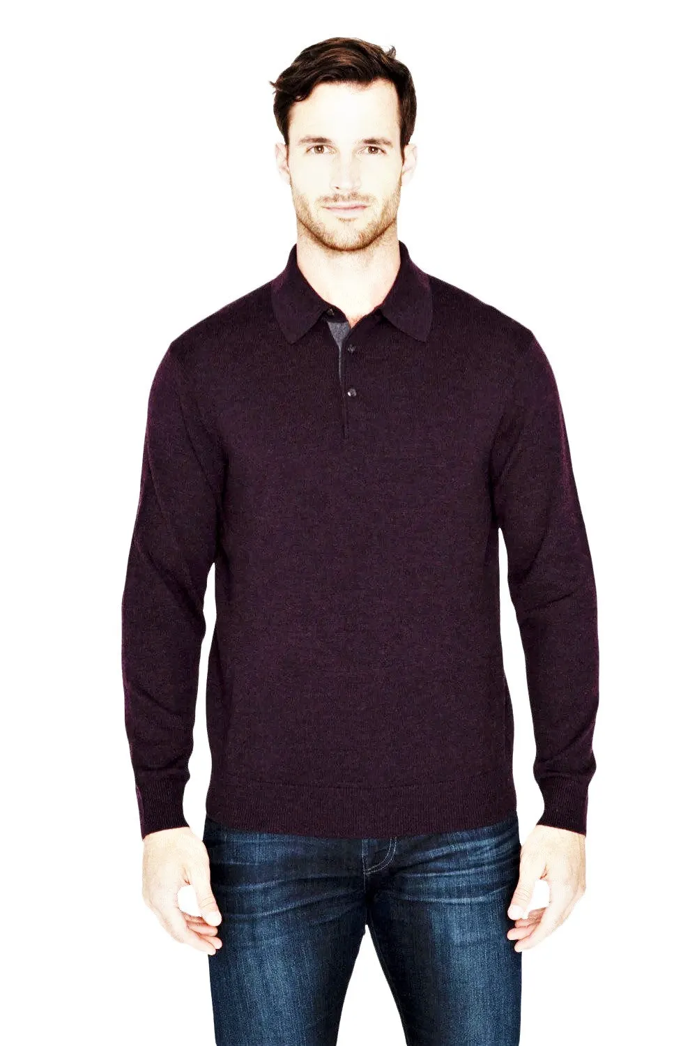 100% Extra Fine Merino Wool "3 Button Polo"