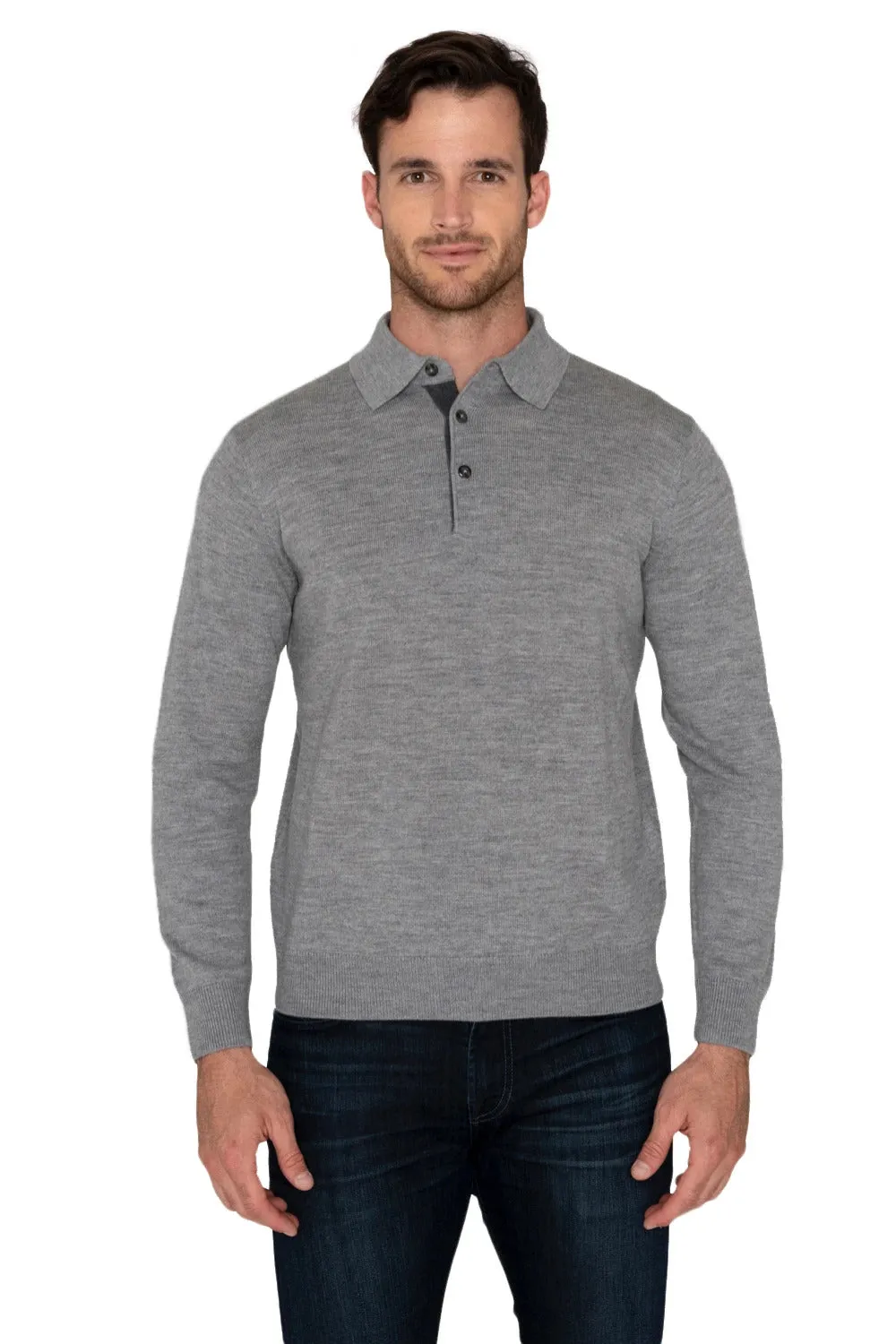 100% Extra Fine Merino Wool "3 Button Polo"