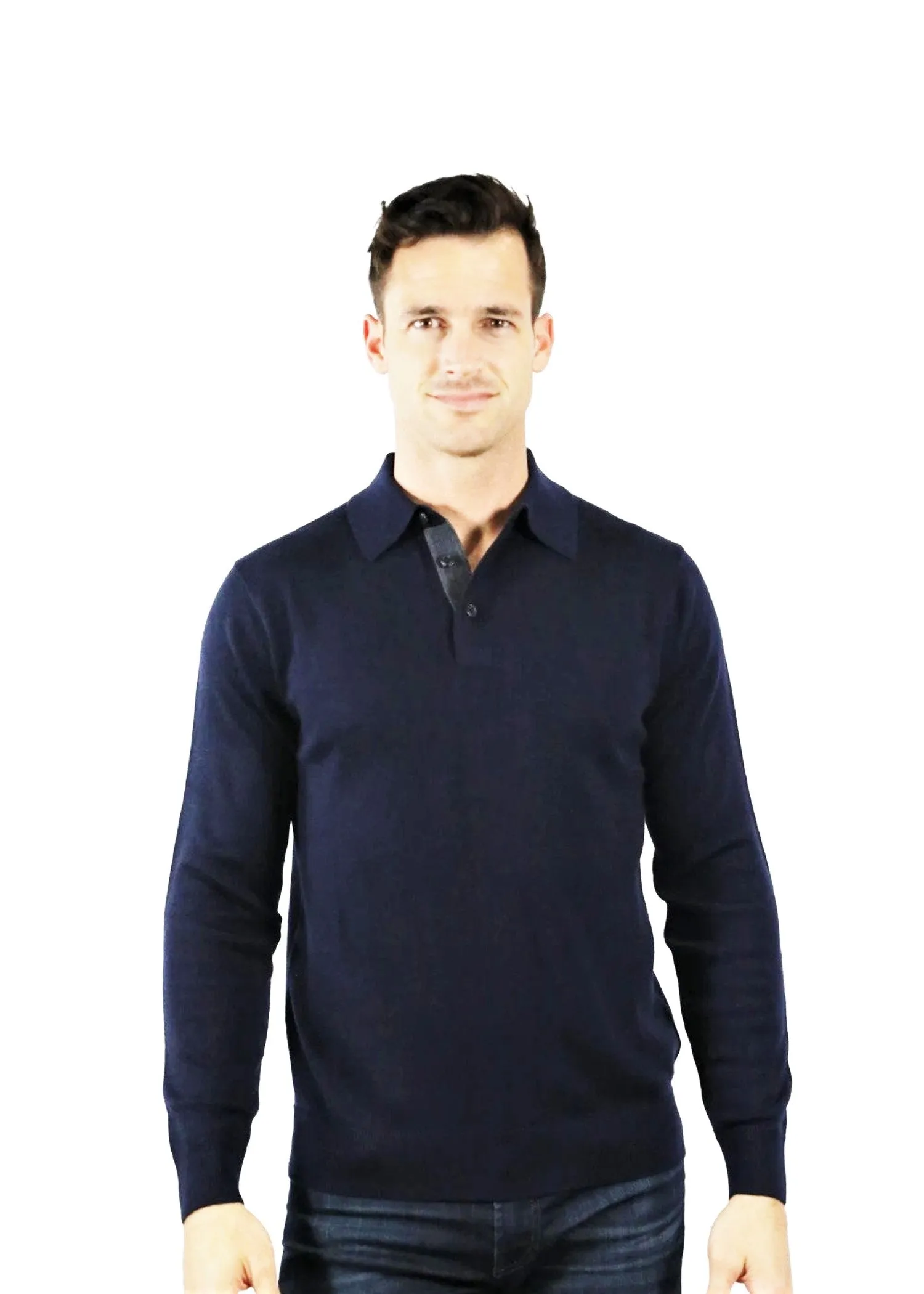 100% Extra Fine Merino Wool "3 Button Polo"