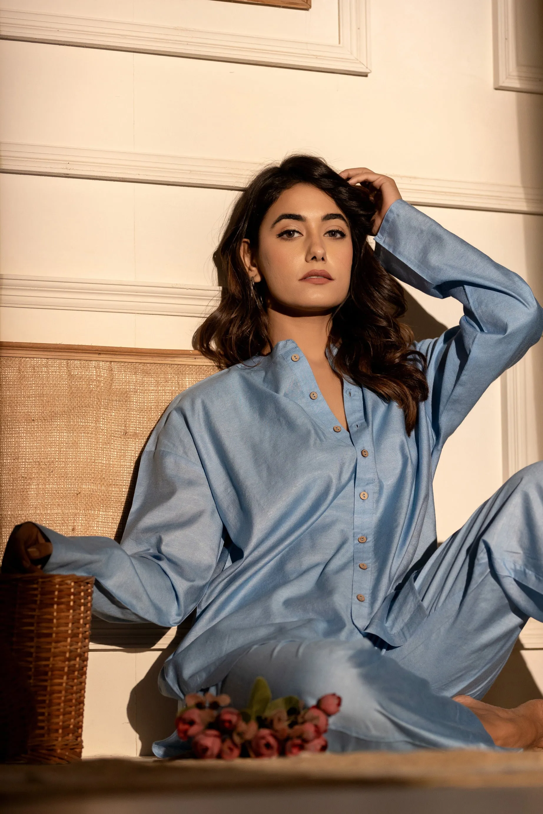 100% Mulberry silk Ocean Waves Sleepwear 1