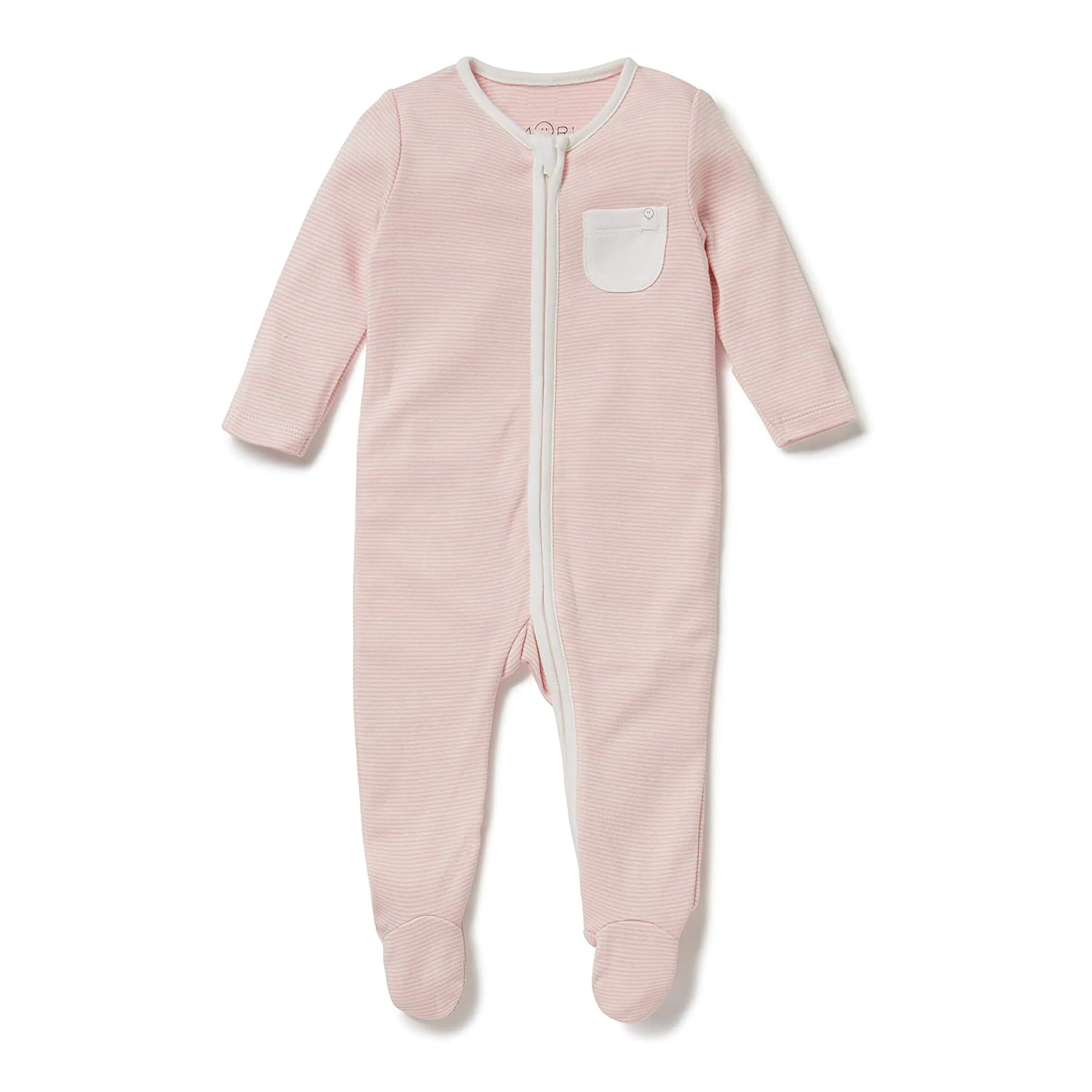 [18-24m] MORI Organic Baby Zip-Up Sleepsuit in Blush Stripe