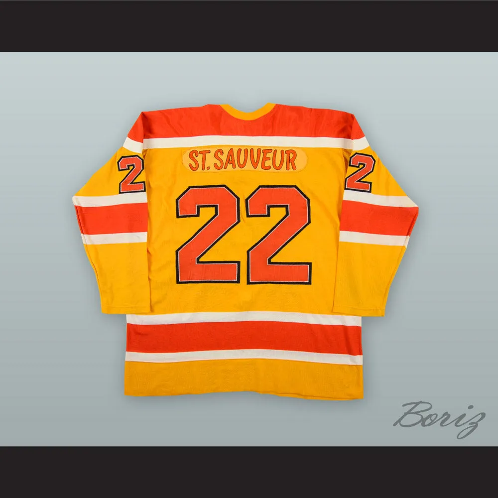 1974-75 WHA Claude St. Sauveur 22 Vancouver Blazers Yellow Hockey Jersey