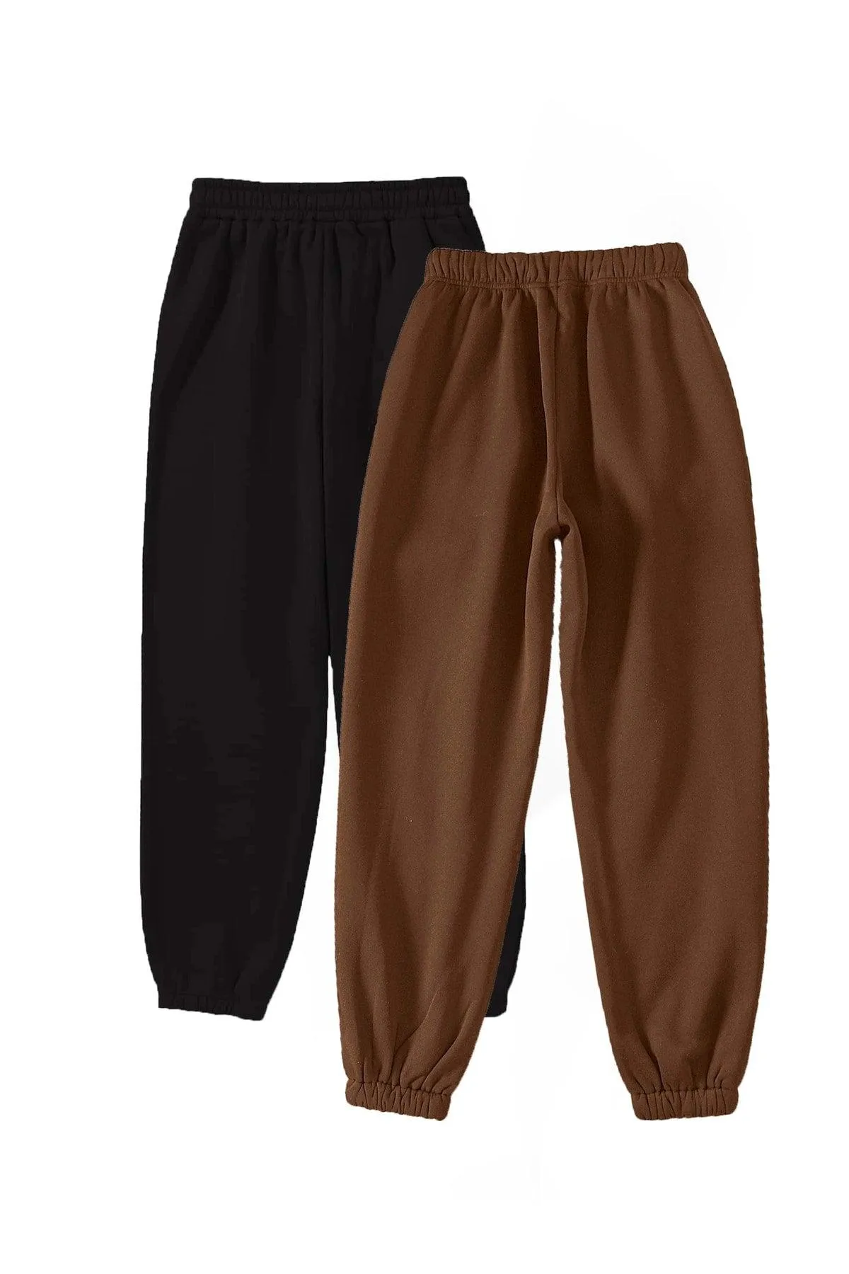 2-pack Jogger Sweatpants - Black And Brown, Elastic Legs, High Waist Summer