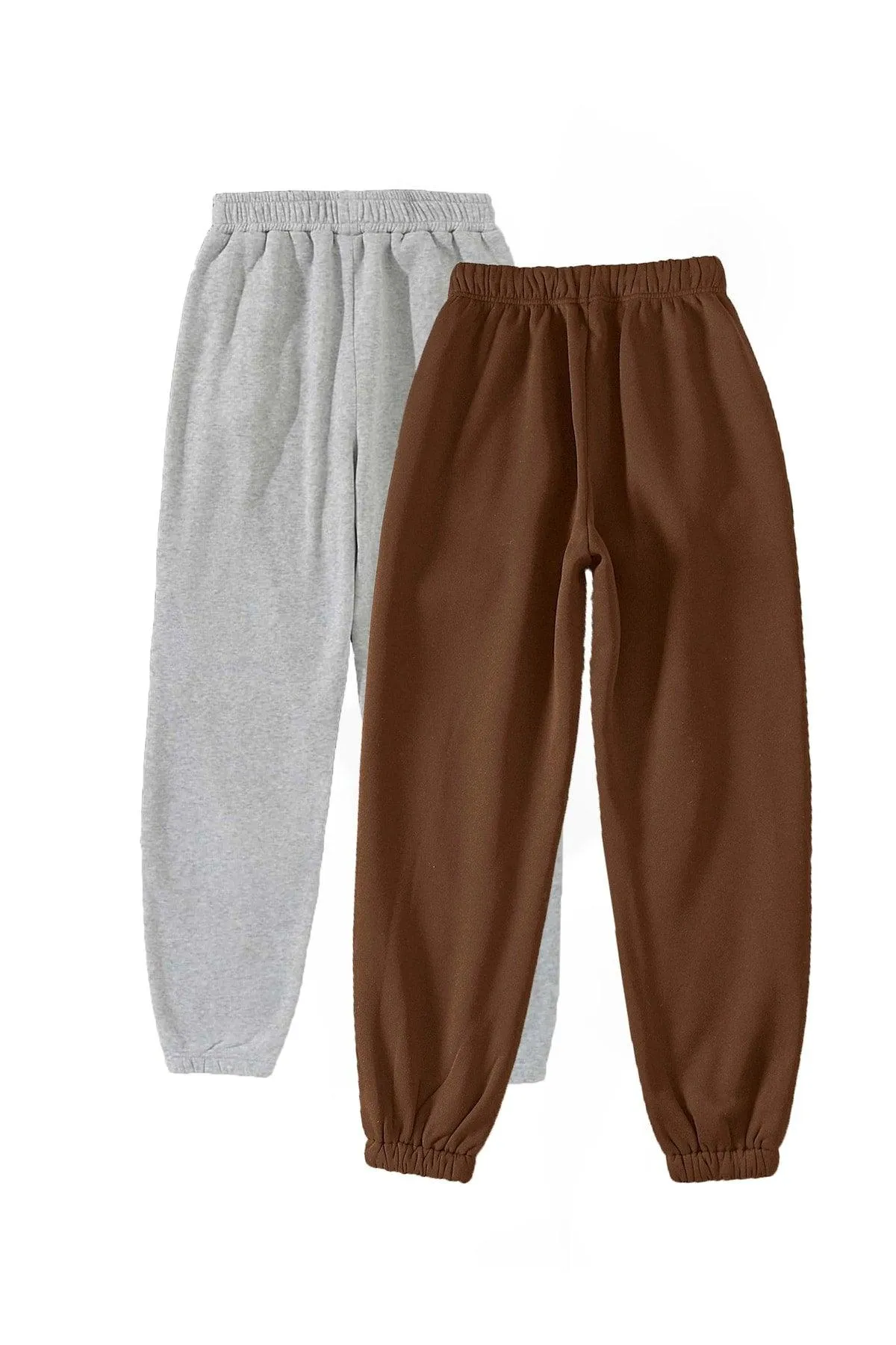 2-pack Jogger Sweatpants - Gray And Brown, Elastic Legs, High Waist Summer