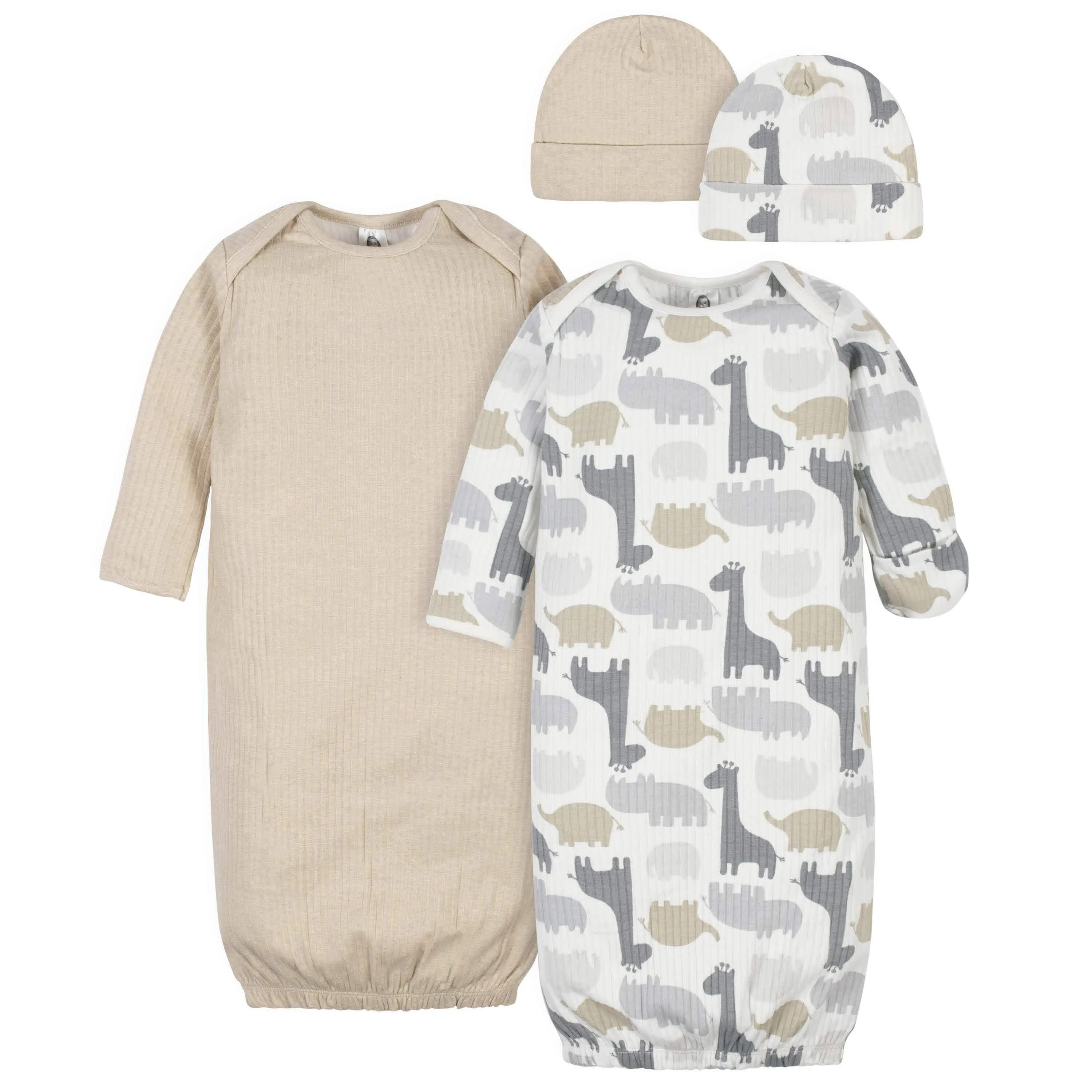 4-Piece Organic Baby Boys Jungle Gowns & Caps