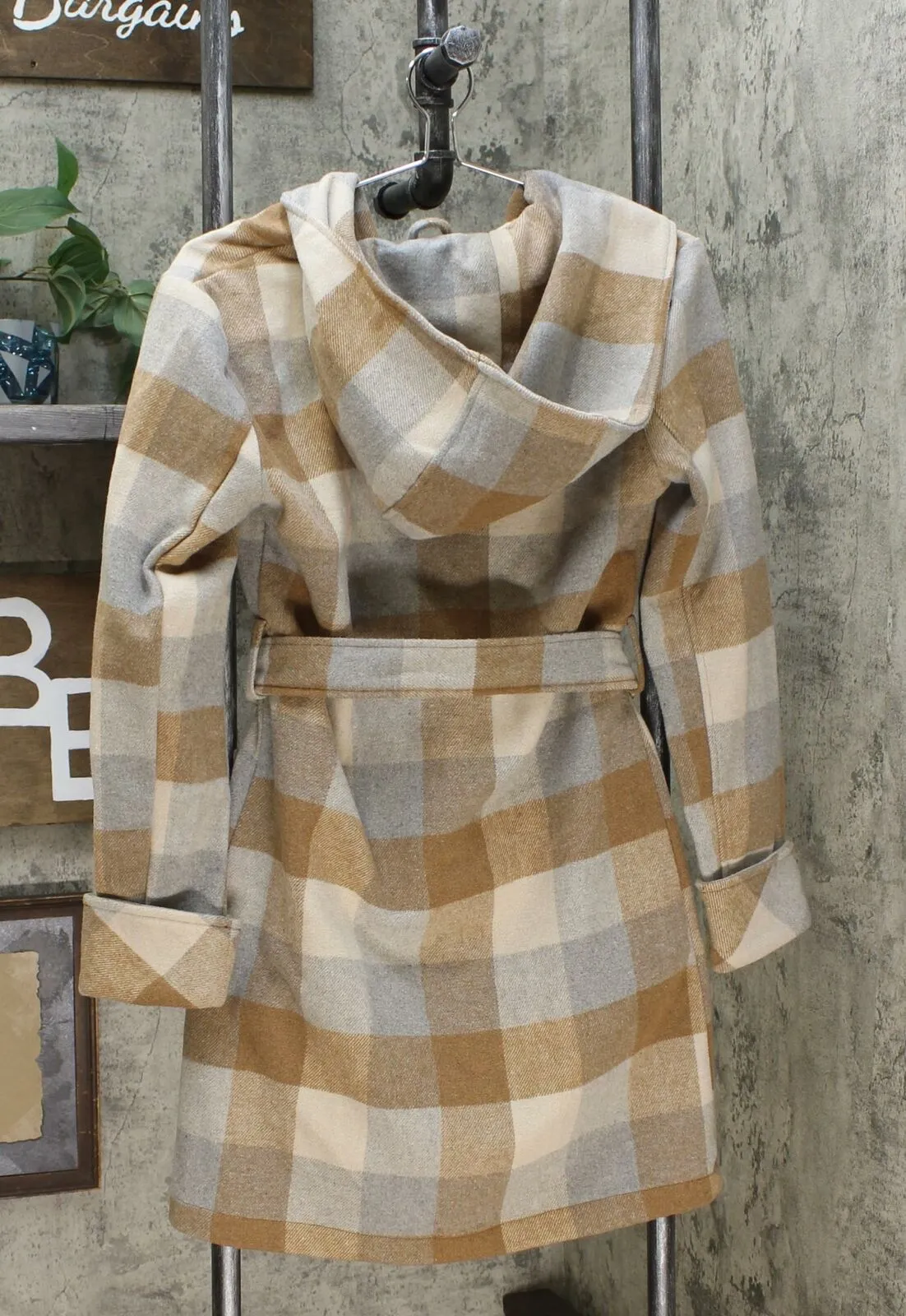 A New Day Women's Plaid Long Sleeve Hooded Wrap Jacket