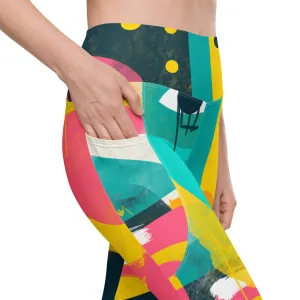 Abstract Faces Leggings with pockets