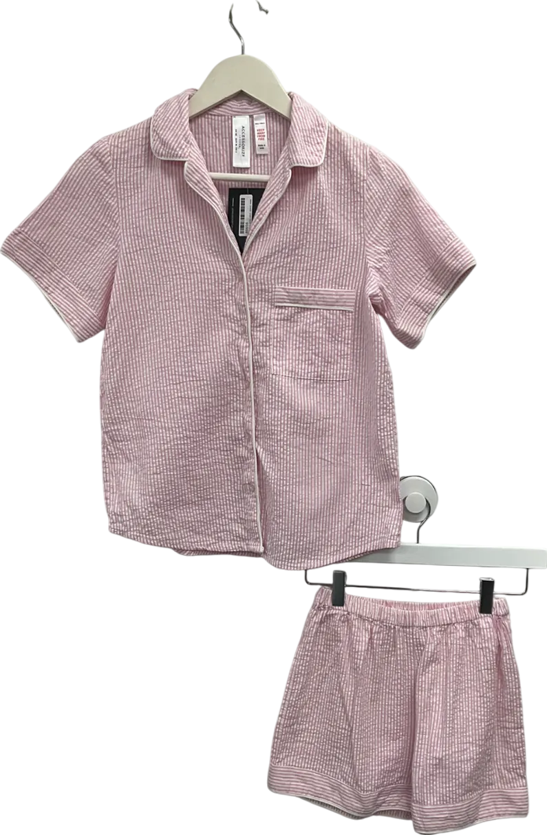 Accessorize Pink Striped Cotton Pyjama Set UK XS