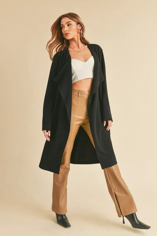 Aemi   Co Open Front Long Sleeve Longline Coat