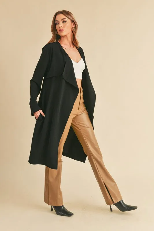 Aemi   Co Open Front Long Sleeve Longline Coat