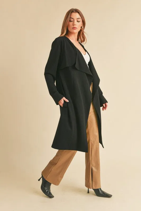 Aemi   Co Open Front Long Sleeve Longline Coat