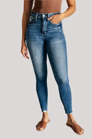 Alba High Rise Control Top Distressed Hem Skinny Jeans