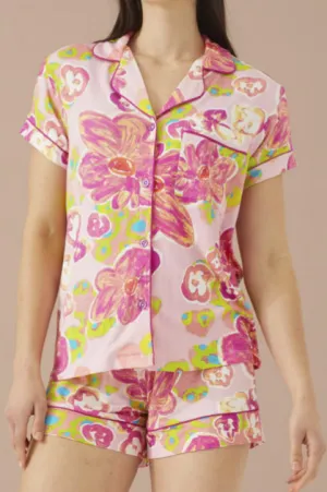 Alivia Jenna PJ Short Set - Pink Floral Pond