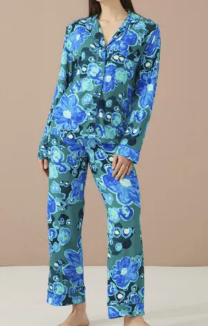 Alivia Sofia Long PJ Set - Jade Floral Pond
