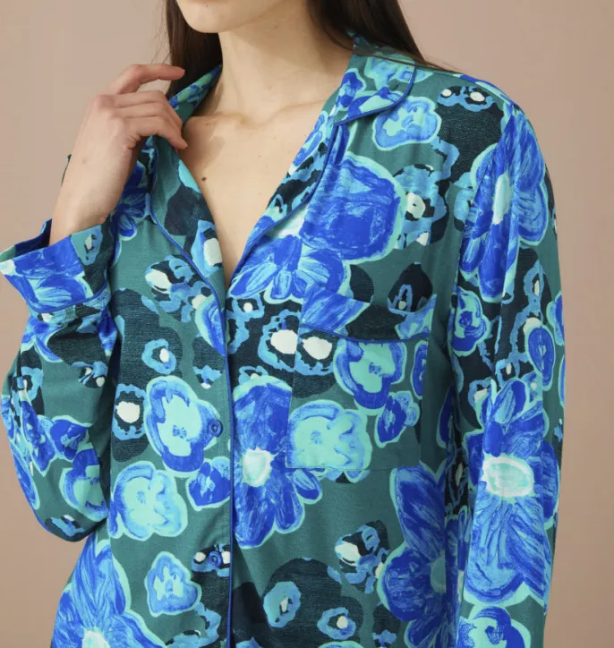 Alivia Sofia Long PJ Set - Jade Floral Pond