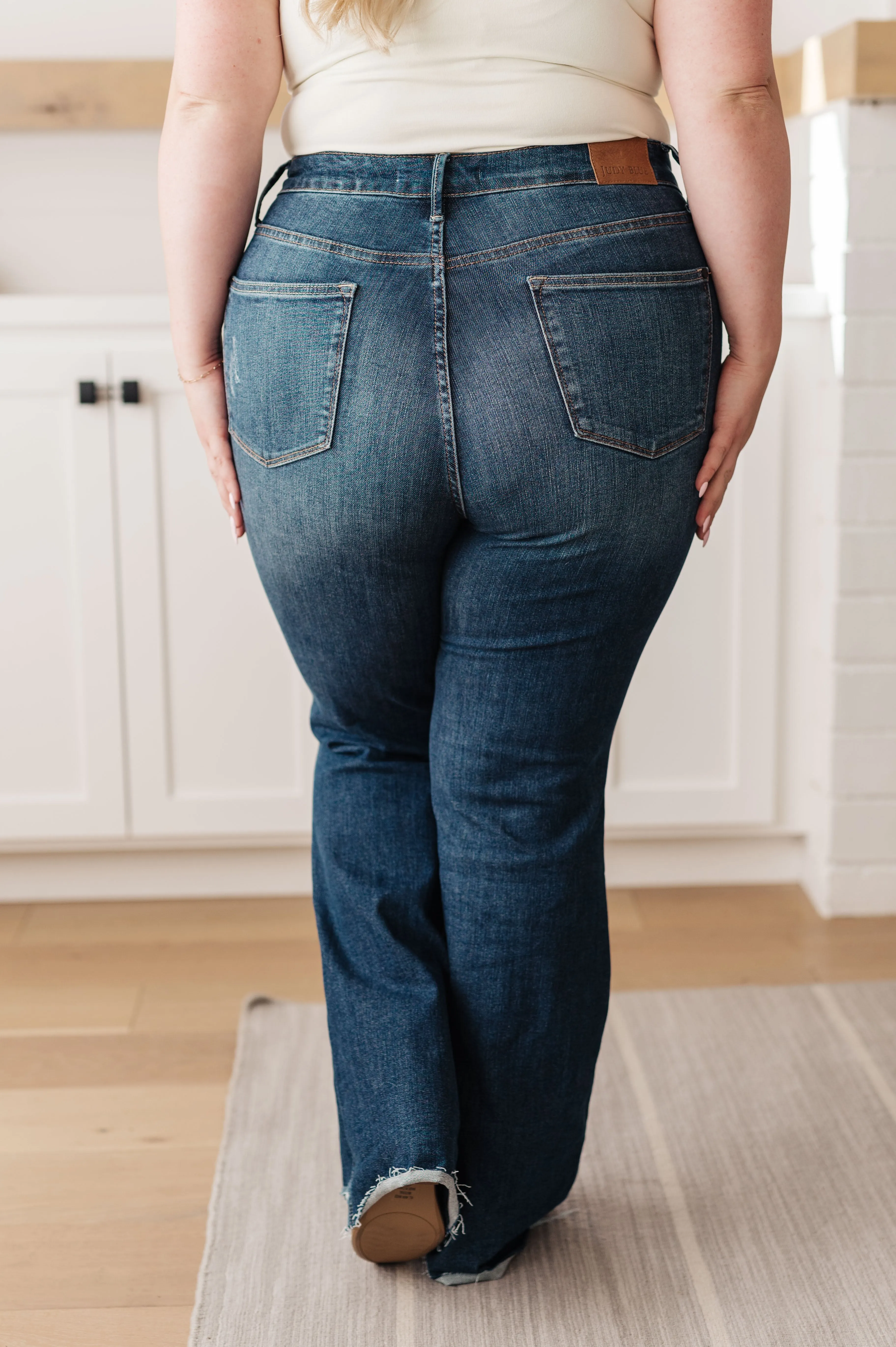 All Fired Up High Rise Control Top Distressed Judy Blue Flare Jeans