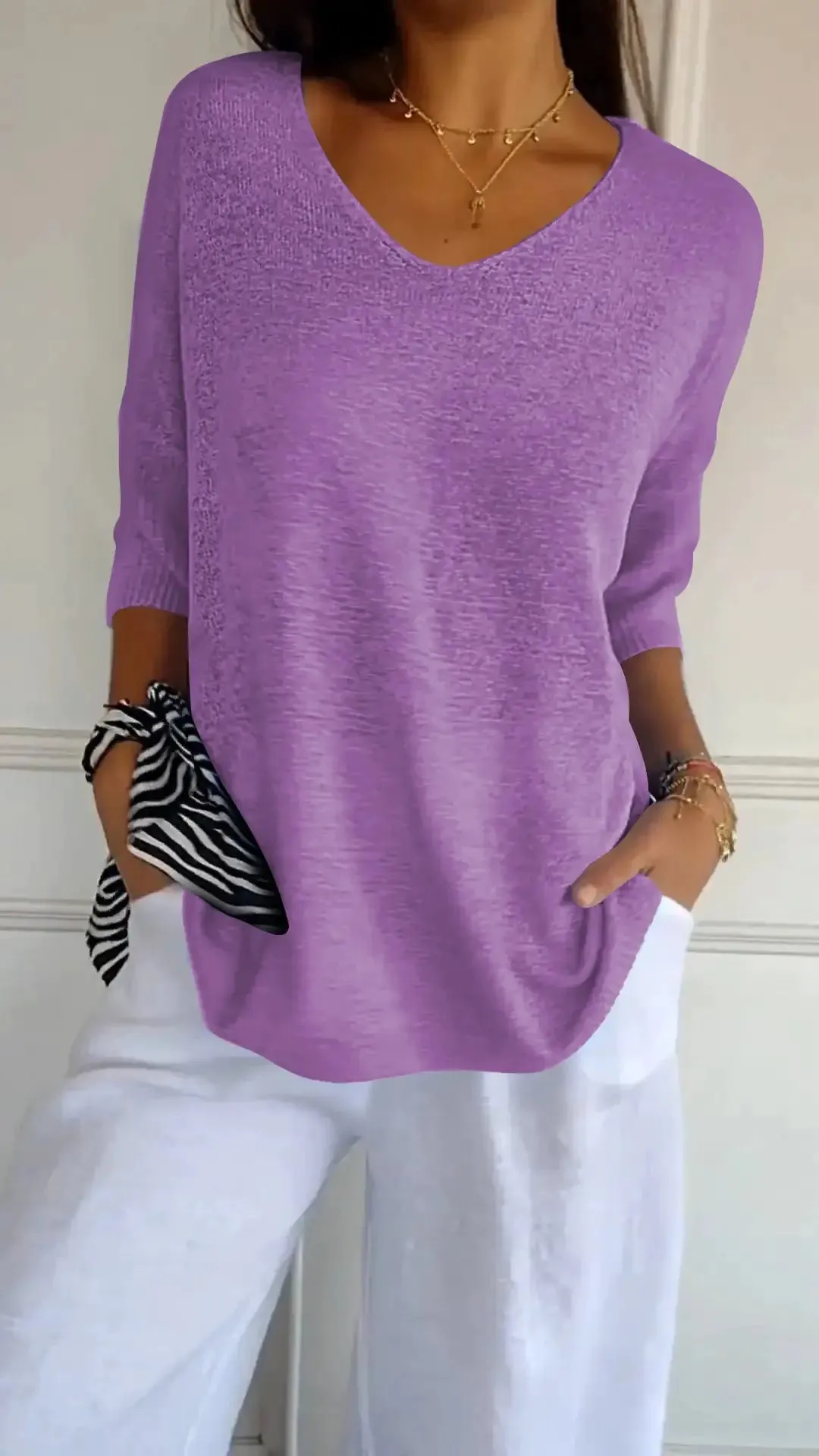 All Season Trendy V-Neck Top