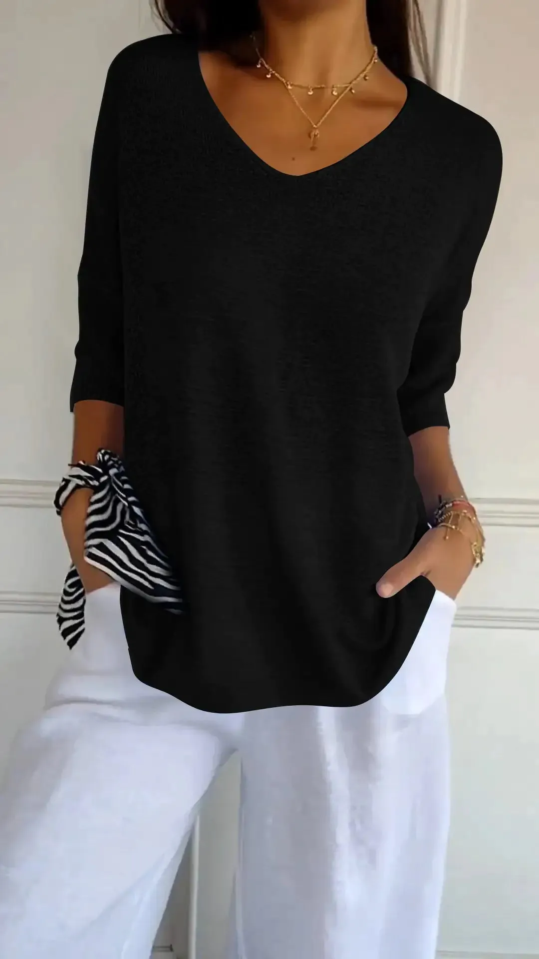 All Season Trendy V-Neck Top
