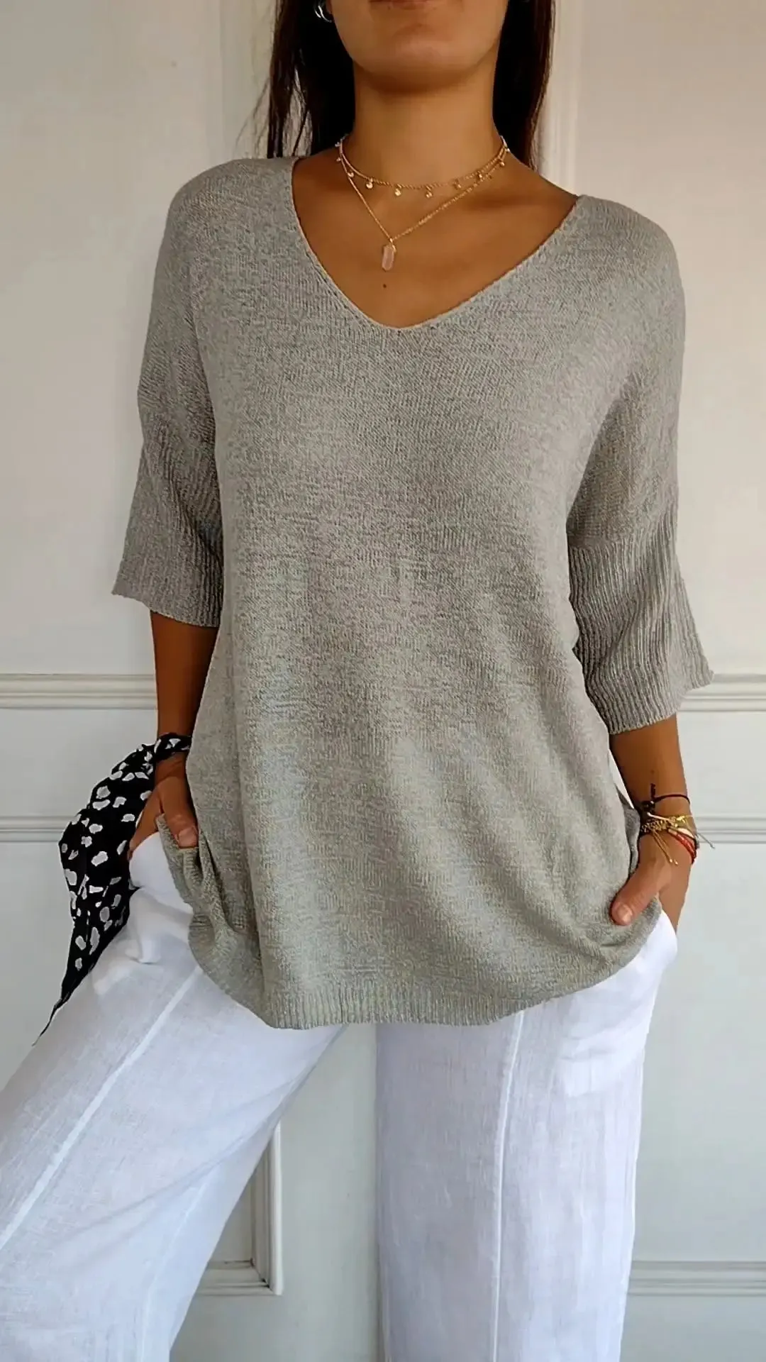 All Season Trendy V-Neck Top