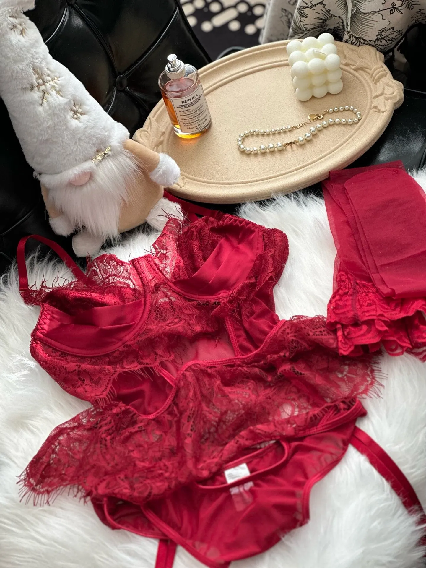 Amber Love Red Sexy Lingerie Sleepwear Set