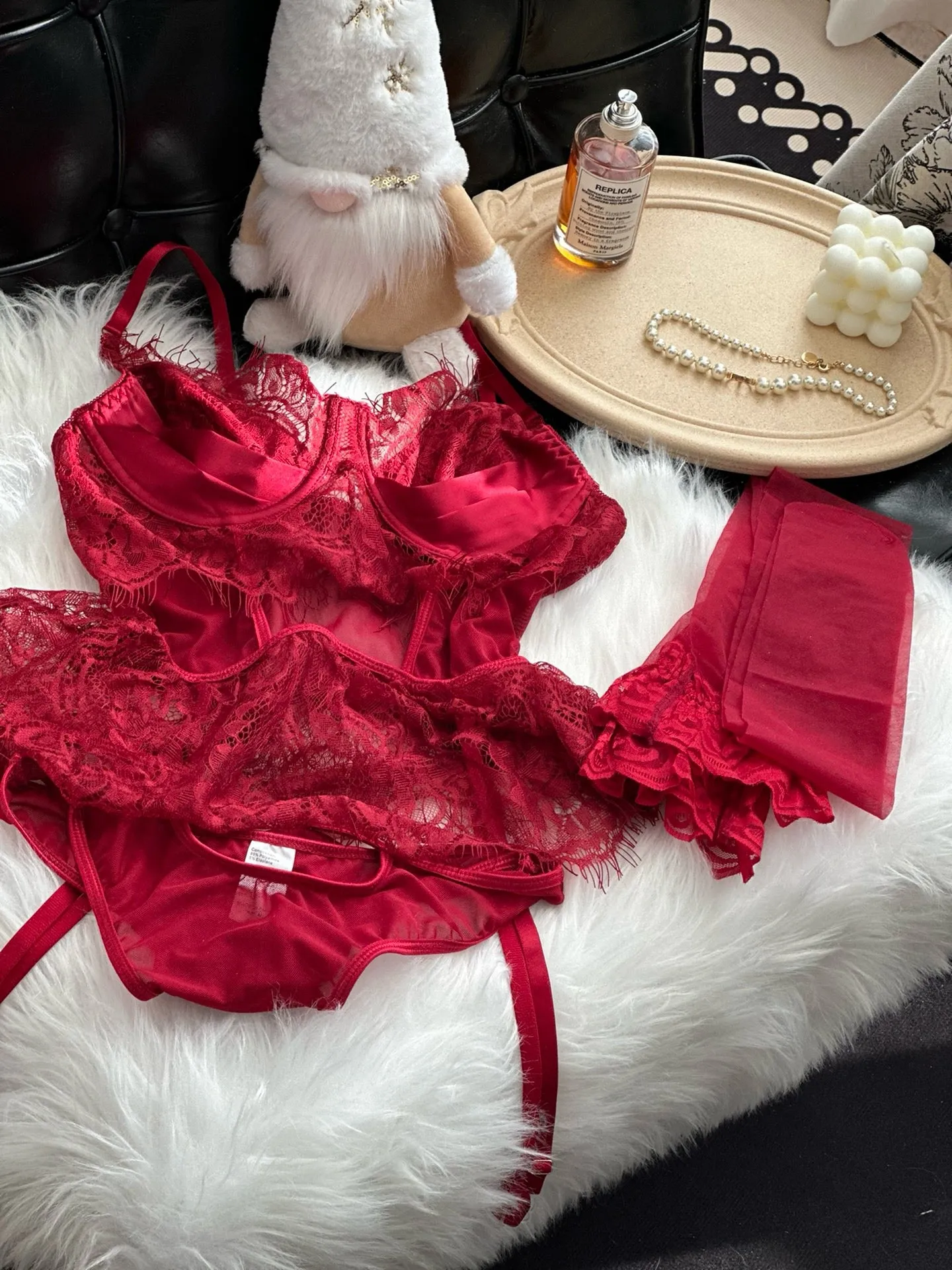 Amber Love Red Sexy Lingerie Sleepwear Set