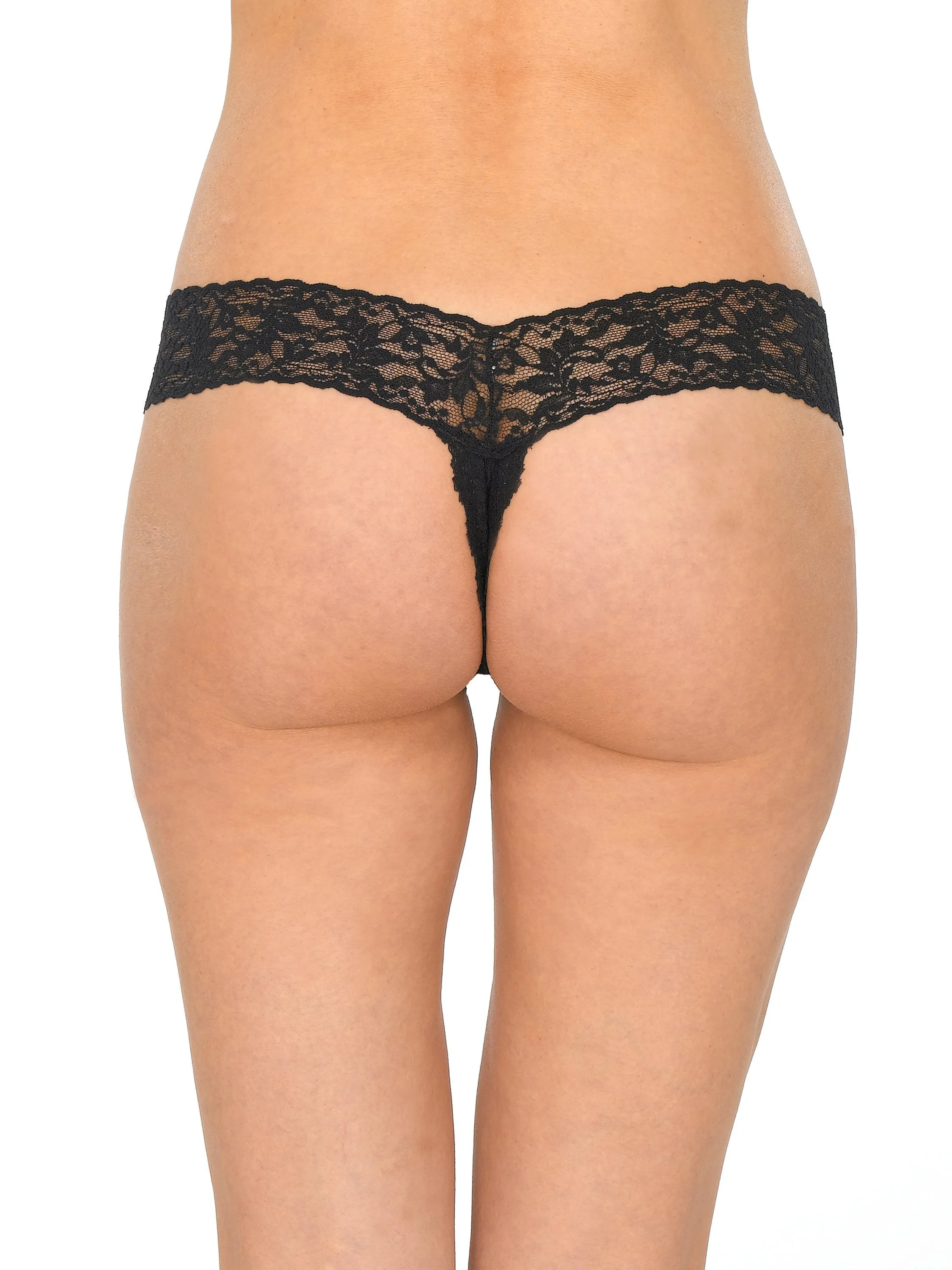 &oh™ Signature Lace Crotchless Thong Black