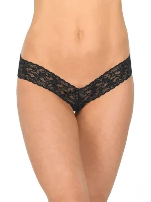 &oh™ Signature Lace Crotchless Thong Black