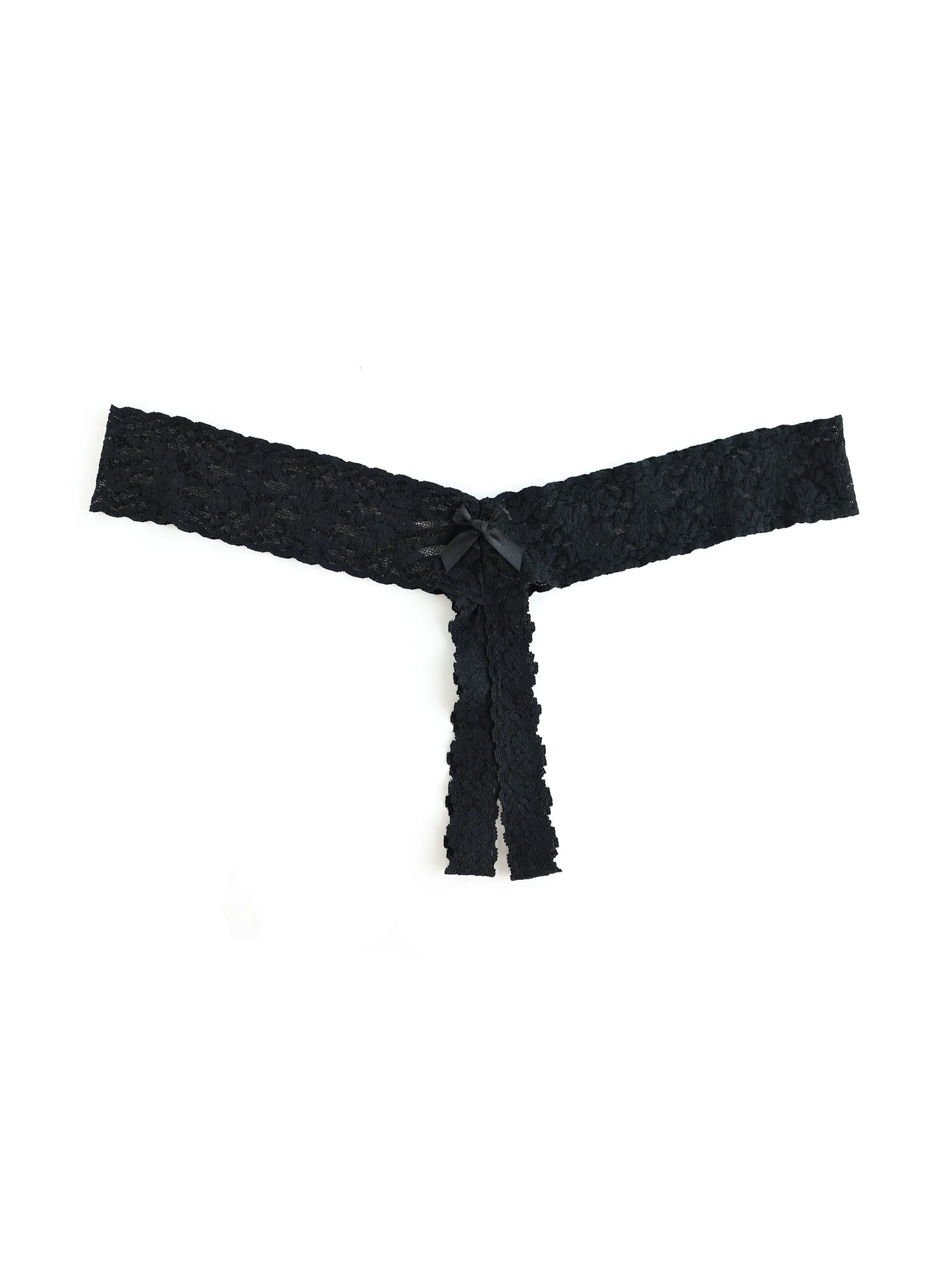 &oh™ Signature Lace Crotchless Thong Black