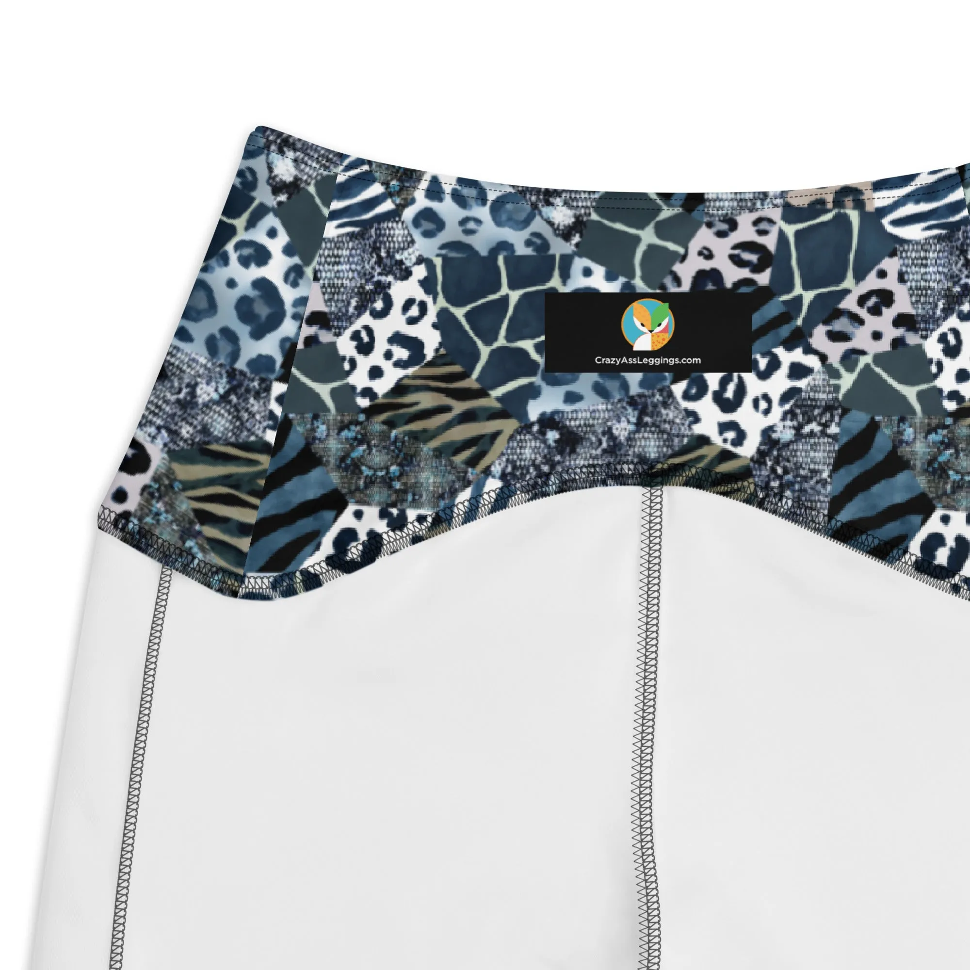 Animal Print Patchwork Leggings with pockets