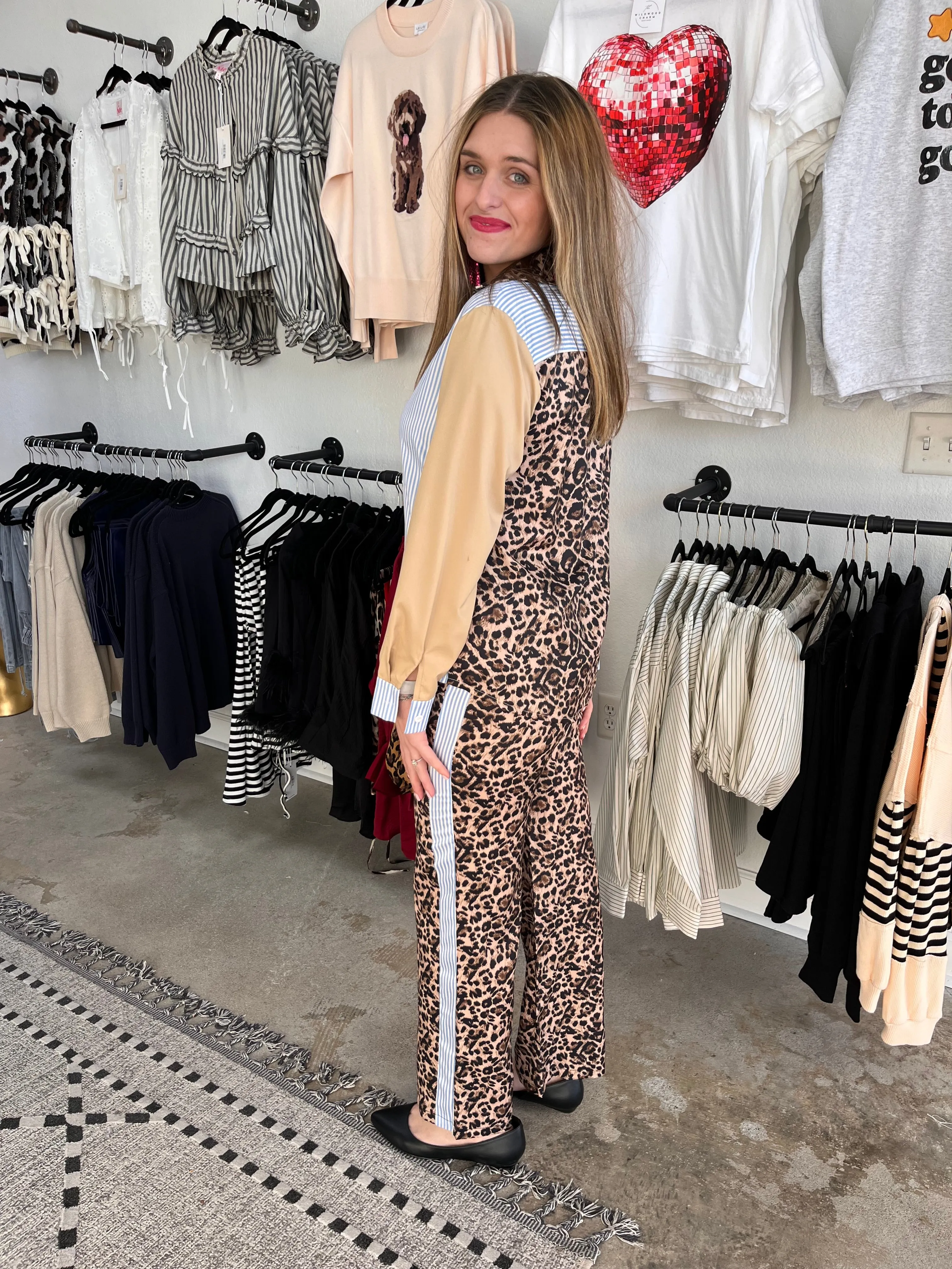 ANIMALS LEOPARD PRINT SHIRT PANTS SET