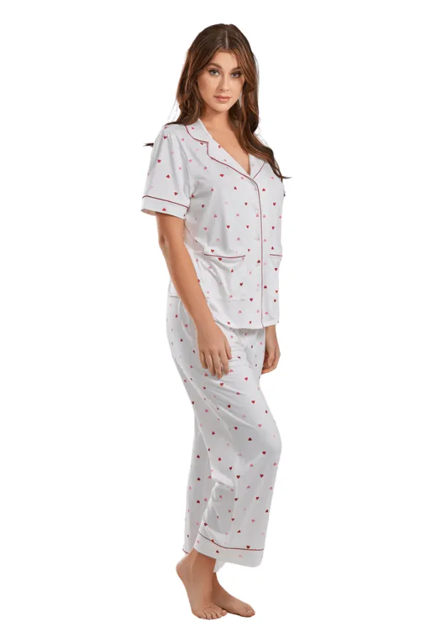 Anjela PJ Set - White/Red