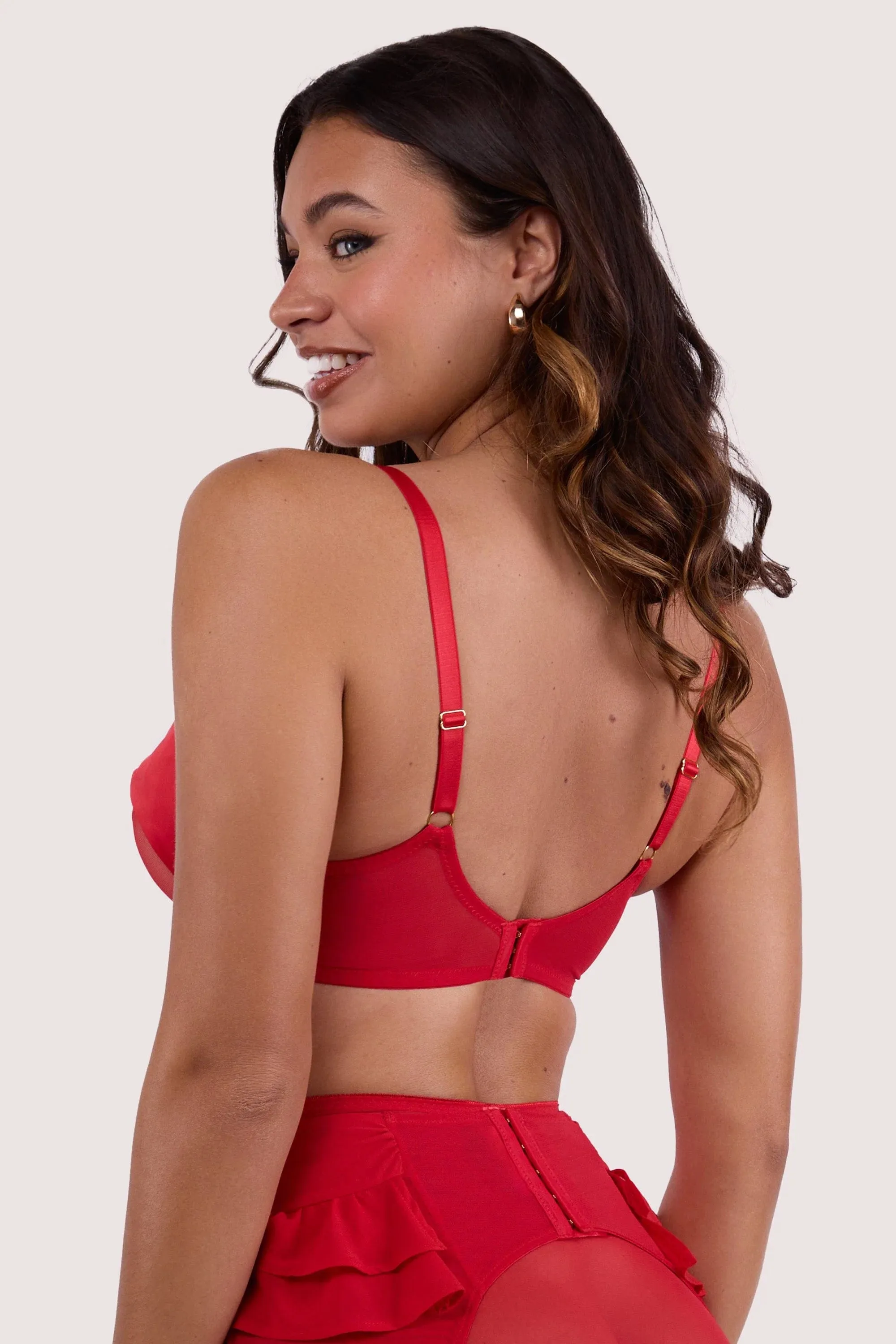 Annette Satin Bow Cup Bra In Red - Playful Promises