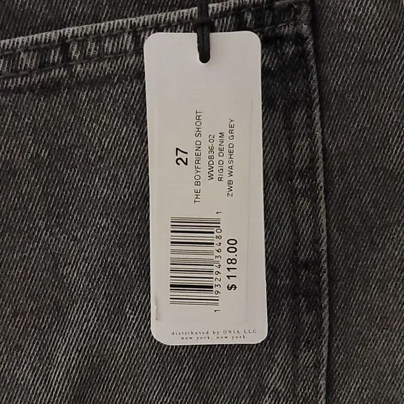 Anthropologie‎ WeWoreWhat The Boyfriend Shorts Rigid Demin Washed Grey Size 27