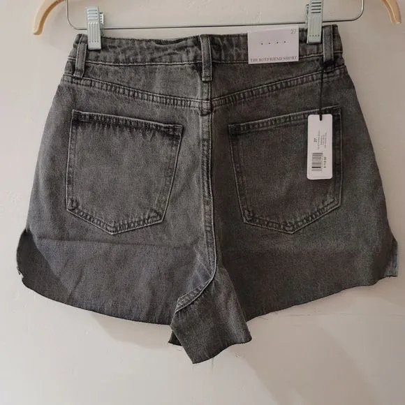 Anthropologie‎ WeWoreWhat The Boyfriend Shorts Rigid Demin Washed Grey Size 27