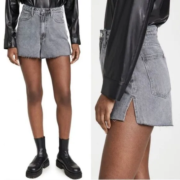 Anthropologie‎ WeWoreWhat The Boyfriend Shorts Rigid Demin Washed Grey Size 27