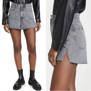 Anthropologie‎ WeWoreWhat The Boyfriend Shorts Rigid Demin Washed Grey Size 27