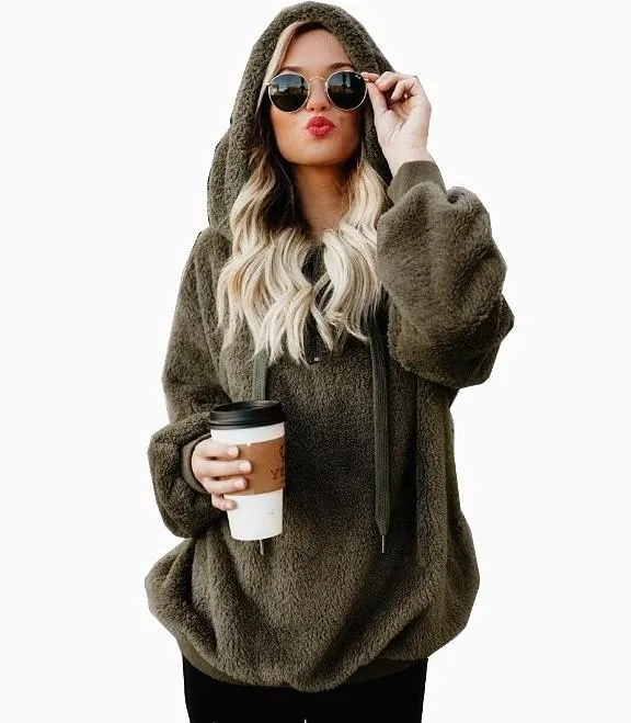 Aurélie - Women's oversized sherpa fleece hoodie
