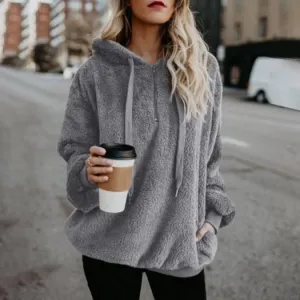 Aurélie - Women's oversized sherpa fleece hoodie