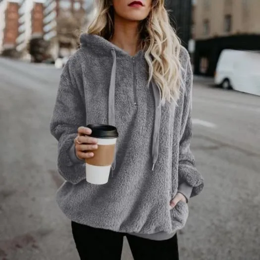 Aurélie - Women's oversized sherpa fleece hoodie