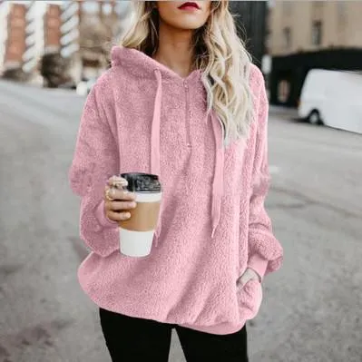 Aurélie - Women's oversized sherpa fleece hoodie