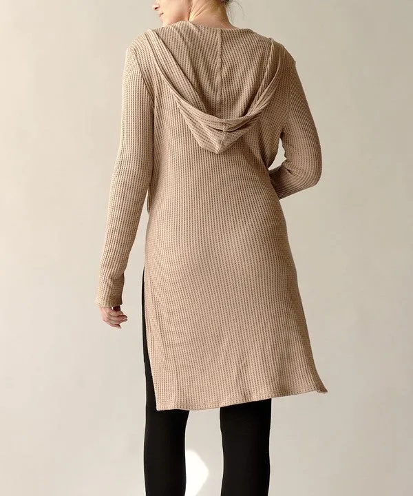 BAMBOO waffle hoodie cardigan