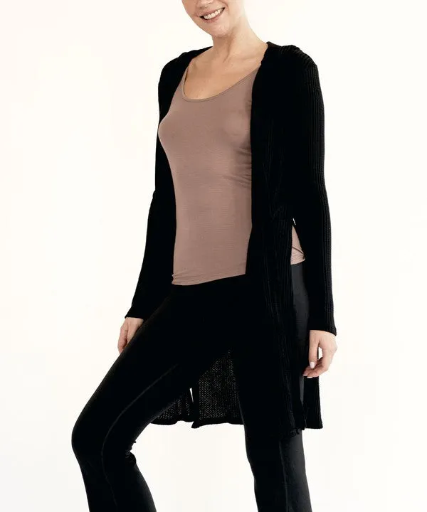 BAMBOO waffle hoodie cardigan