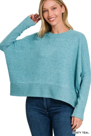 Batwing, Not Batty Sweater in Dusty Teal