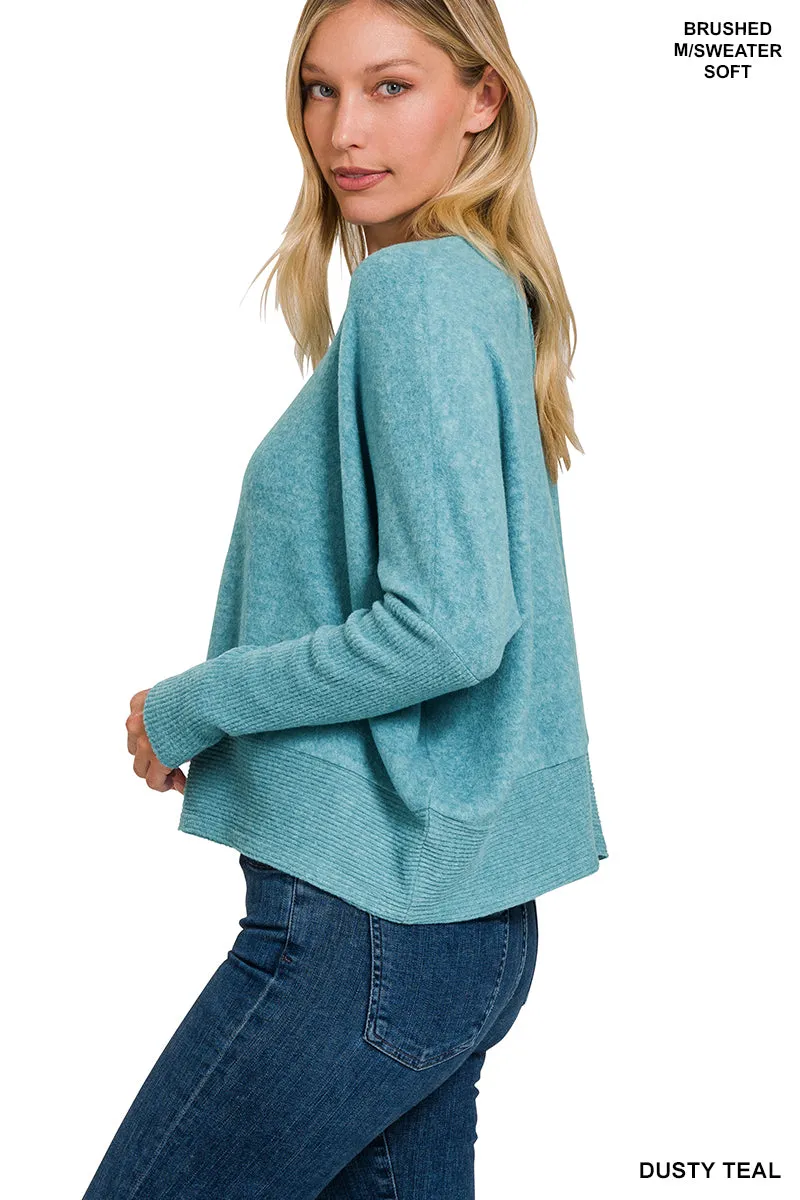 Batwing, Not Batty Sweater in Dusty Teal