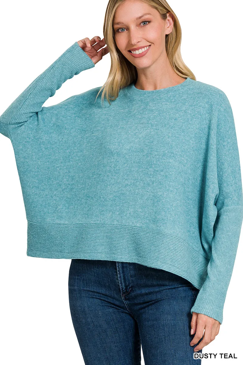 Batwing, Not Batty Sweater in Dusty Teal