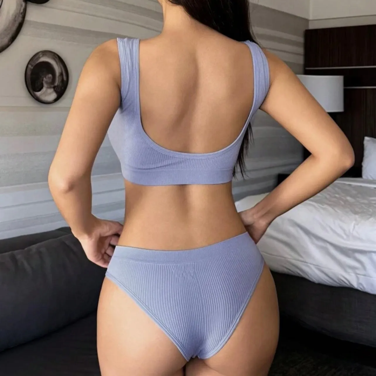 Baysix Knitted Lounge Set - Cornflower Blue